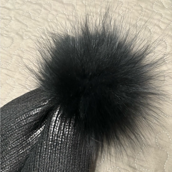 Adrienne Landau real fox fur hat. Black metallic color. Brand new with tags. - Picture 2 of 10